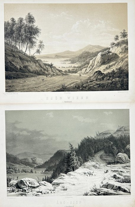 Set of 2 Prints - Sjon Wixen, Aro-Sjon, Smaland - Landscape of Sweden - E2