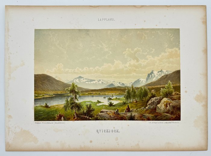 Set of 2 Lithographs - Gvickjock - Kamajock - Lapland - Carl Pettersson - E2