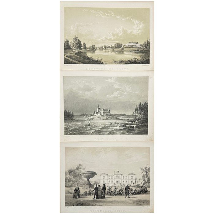 Set of 3 Prints - Safstaholms Slott, Lecko Slott, Rosendals Slott - Sweden - E2