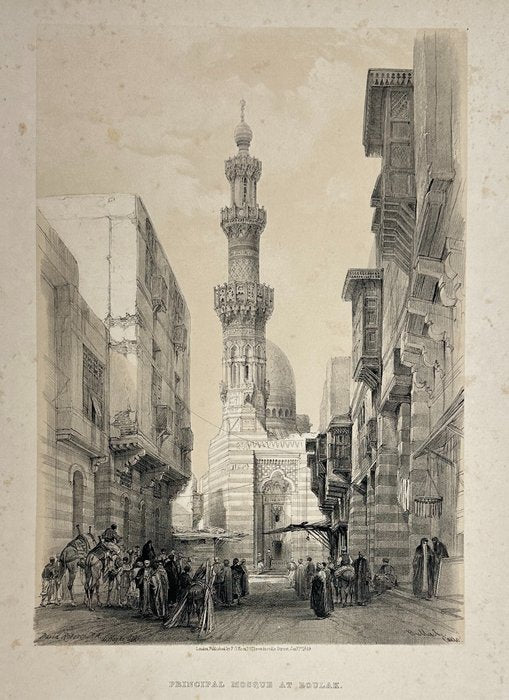 Tinted Lithograph - Principal Mosque at Boulak, Egypt - David Roberts - E2