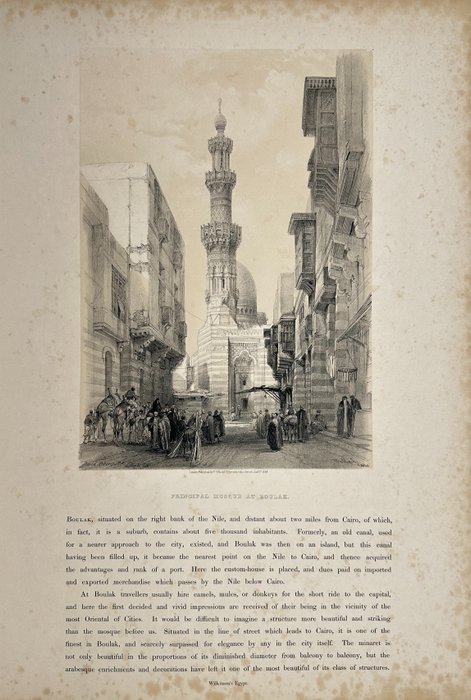 Tinted Lithograph - Principal Mosque at Boulak, Egypt - David Roberts - E2