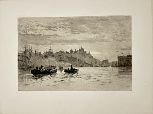 Antique Etching - Aquatint - Axel Herman Haig - View of Stockholm, Sweden - E2