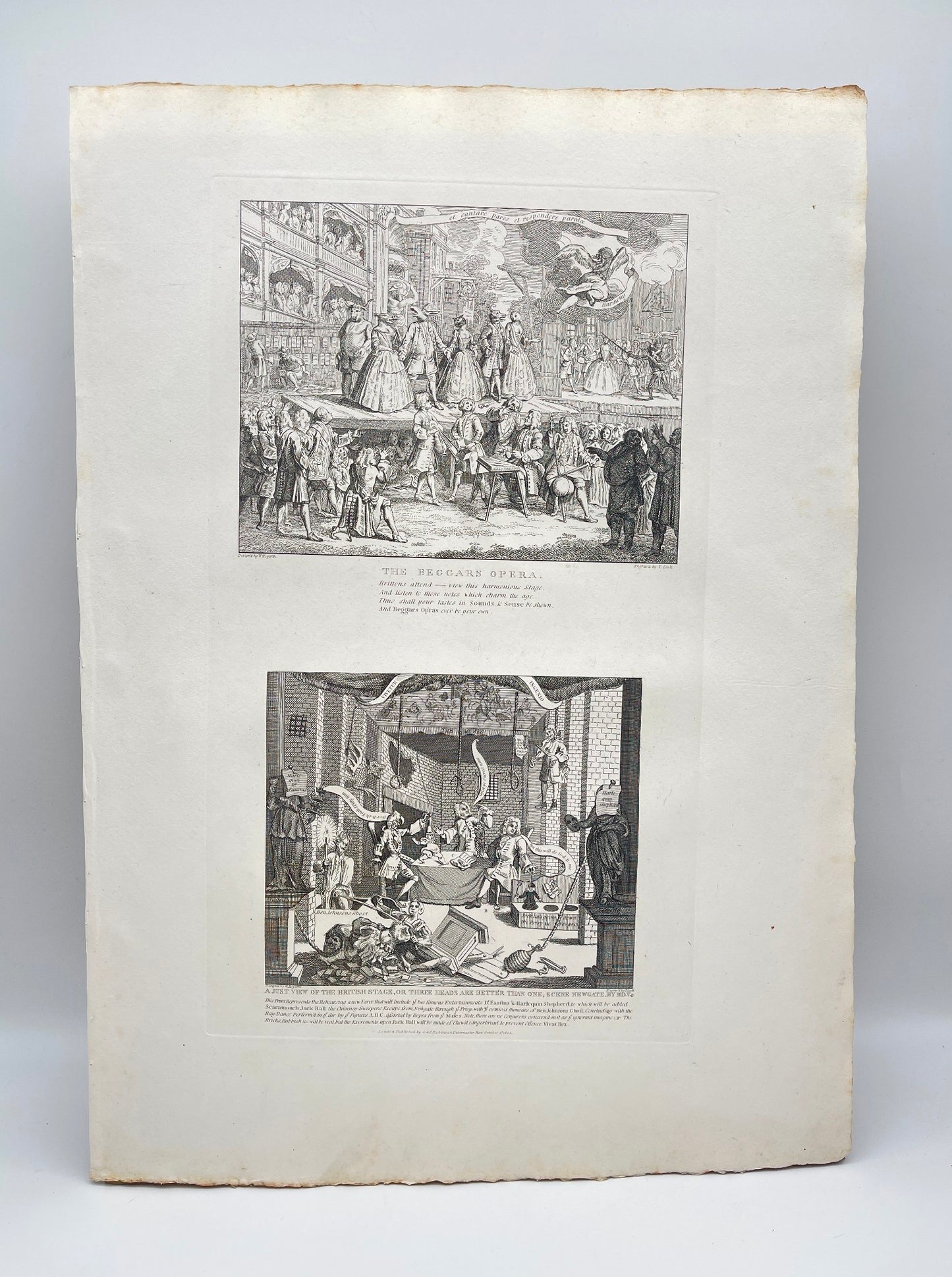 Original Antique Engraving - William Hogarth - A Beggar's Opera - London - E5