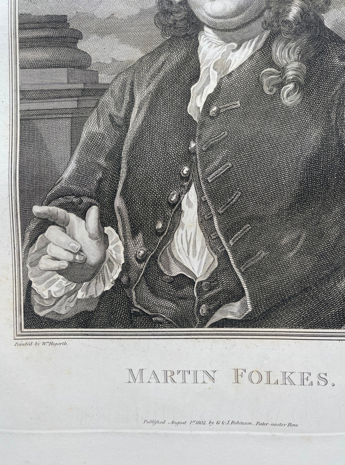 Antique Engraving - William Hogarth - Portrait of Martin Folkes - London - E5