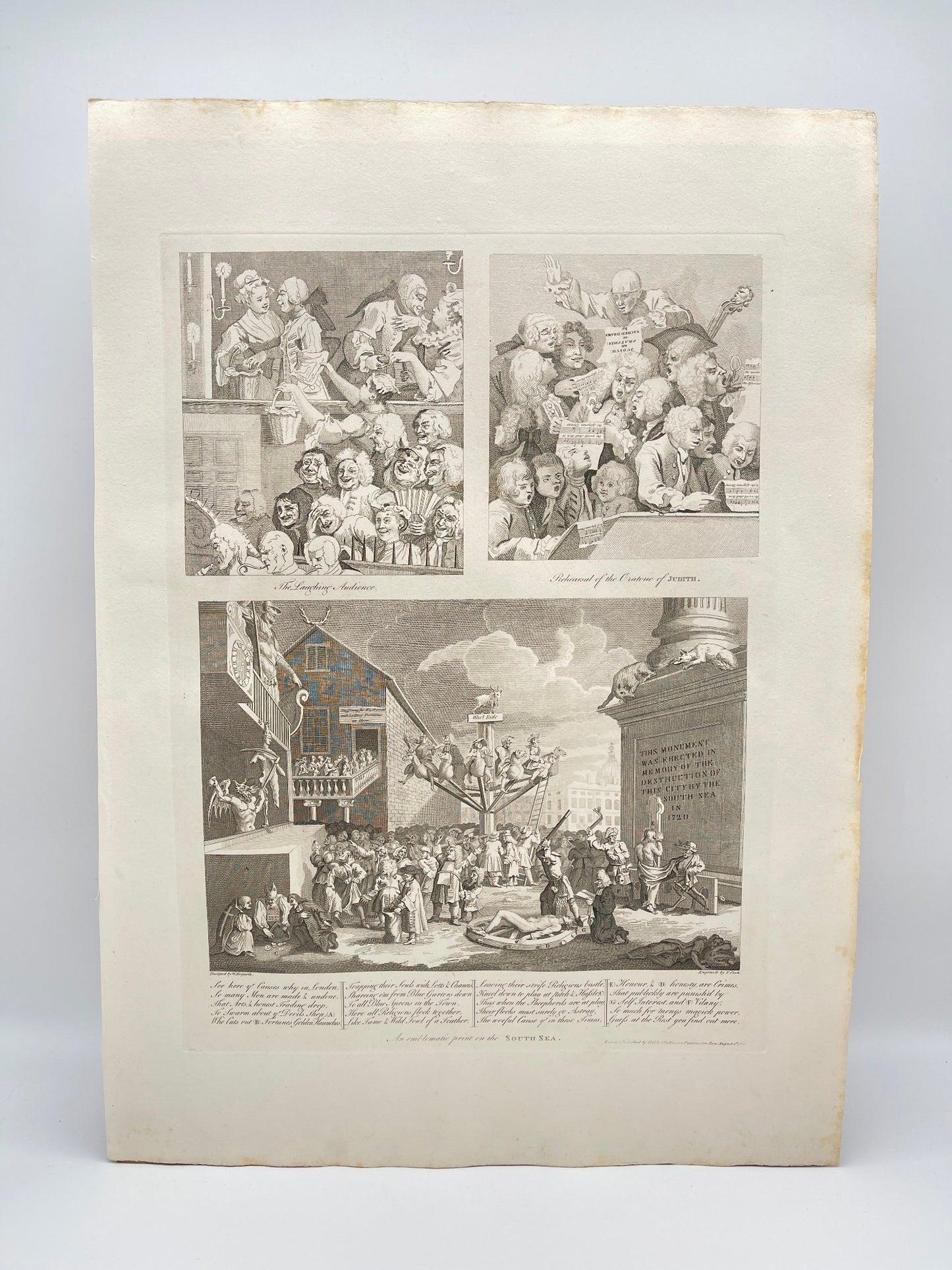 Antique Print - William Hogarth - South Sea Scheme and The Lottery Heath - E5