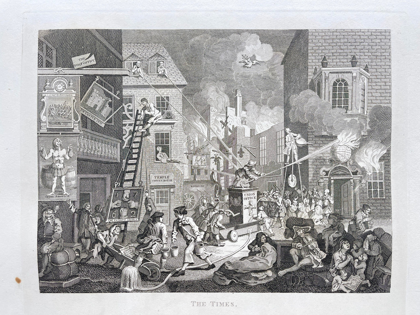 Antique Engraving - William Hogarth - The Times and Country Inn Yard - E5