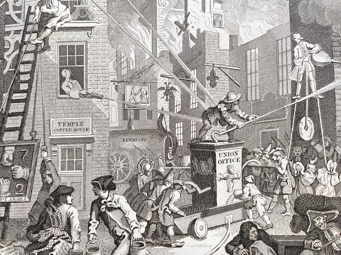 Antique Engraving - William Hogarth - The Times and Country Inn Yard - E5