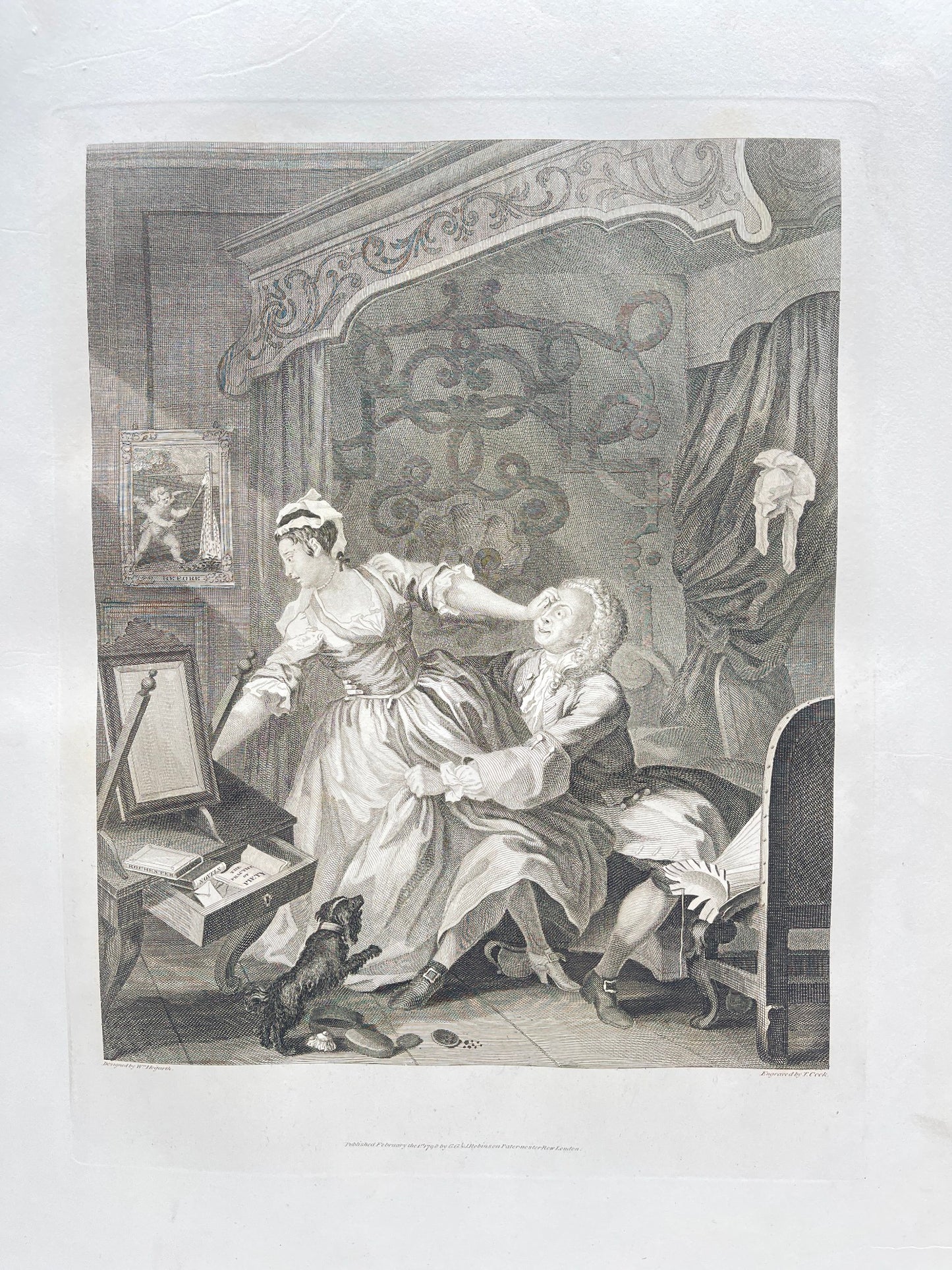 Antique Engraving - William Hogarth - Mocking Adult Anxieties About Novels - E5