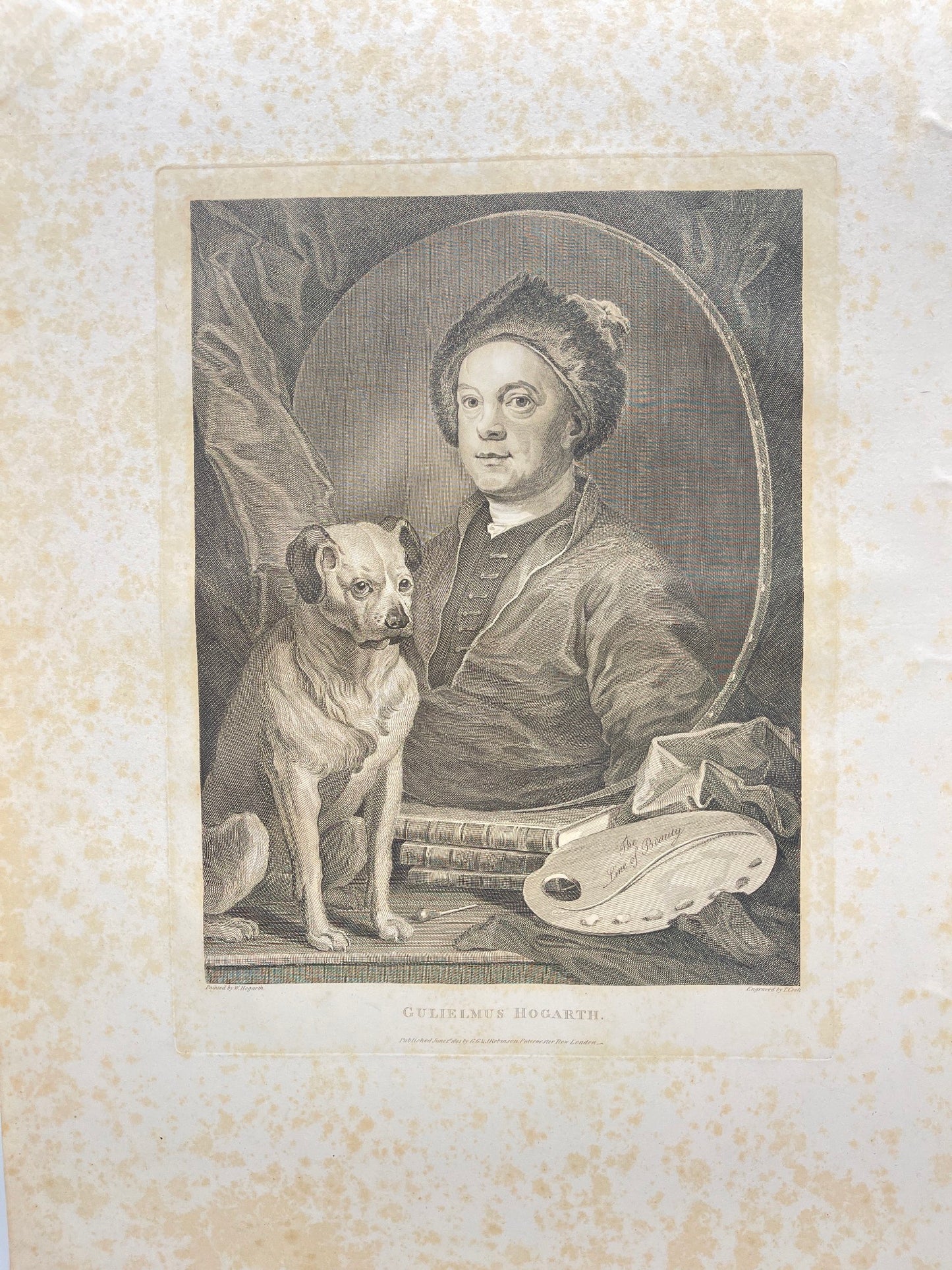 Antique Engraving - William Hogarth - Portrait of Gulirlmus Hogarth - E5