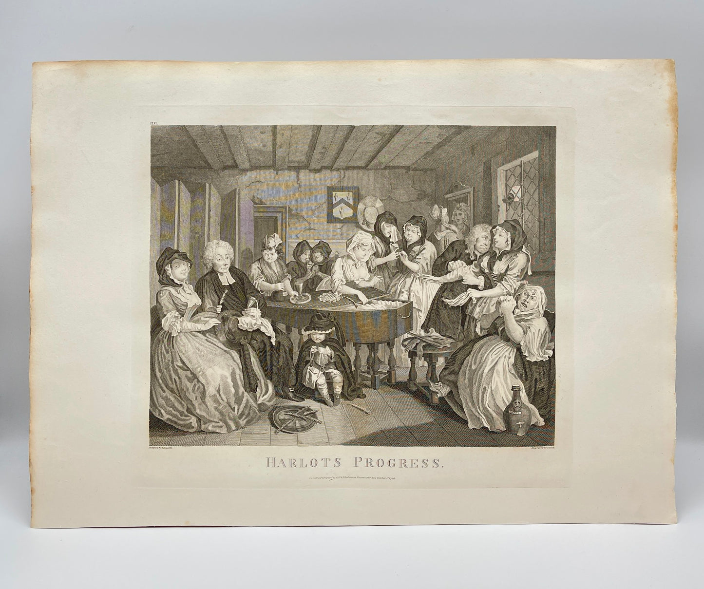 Antique Engraving - William Hogarth & Thomas Cook - Harlots Progress - E5