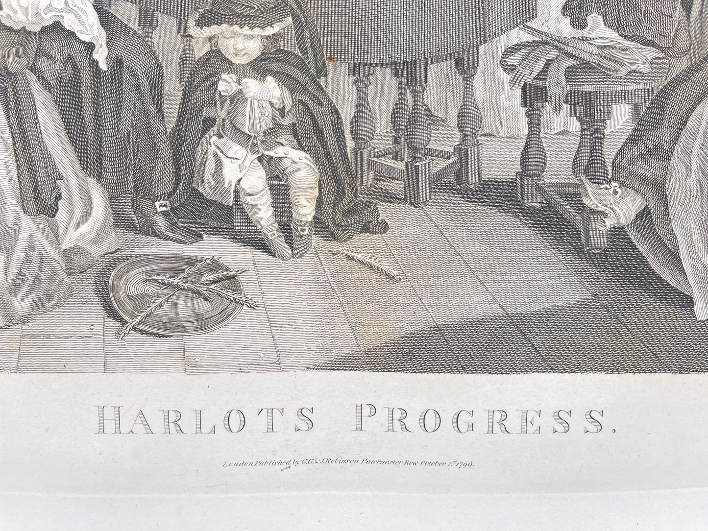 Antique Engraving - William Hogarth & Thomas Cook - Harlots Progress - E5