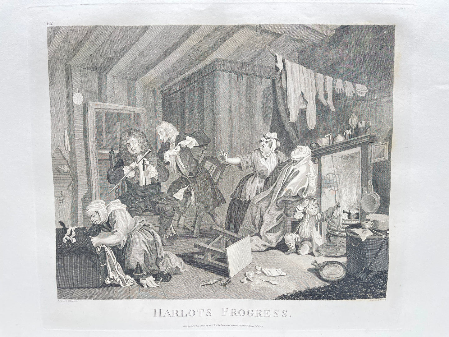 Antique Engraving - William Hogarth & Thomas Cook - Harlot's Progress - E5