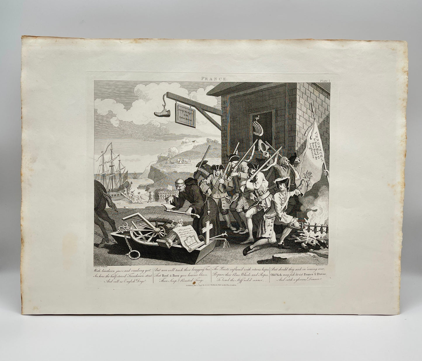 Antique Engraving - William Hogarth - The Invasion France England Suite - E5