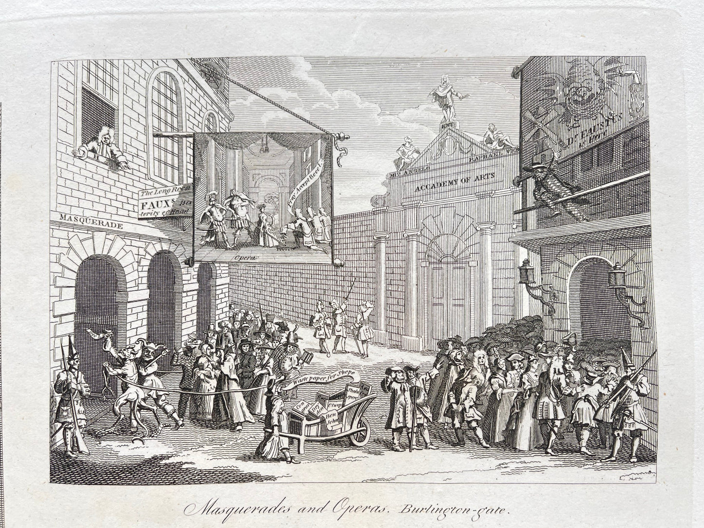 Antique Caricature Engraving - William Hogarth - Sleeping Congregation - E5