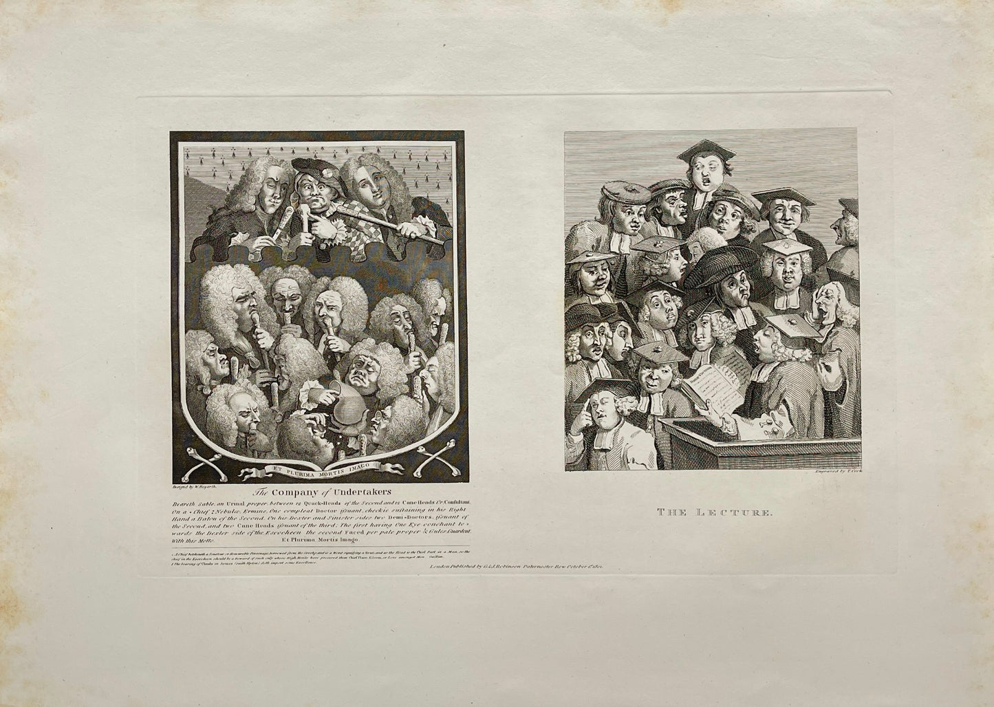 Antique Engraving - William Hogarth - Company Undertakers: The Lecture - E5