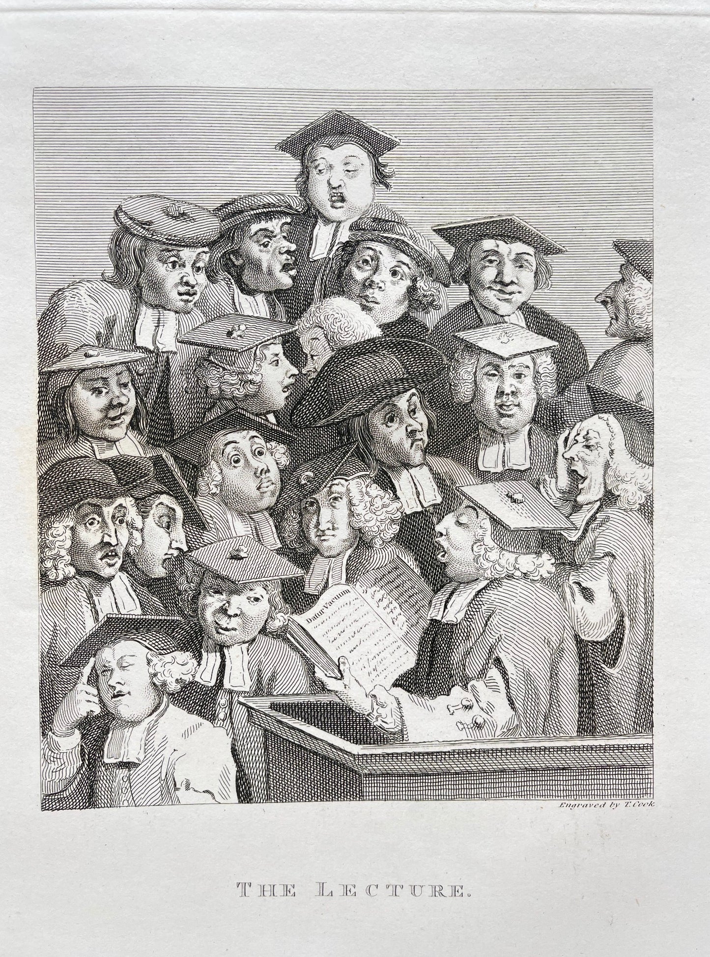 Antique Engraving - William Hogarth - Company Undertakers: The Lecture - E5