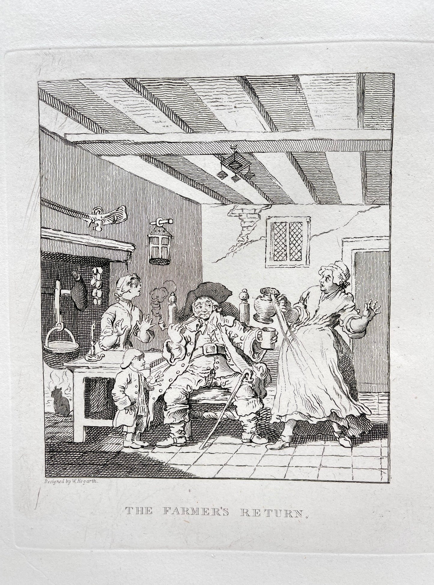 Antique Engraving - William Hogarth & Thomas Cook - The Farmer's Return - F5