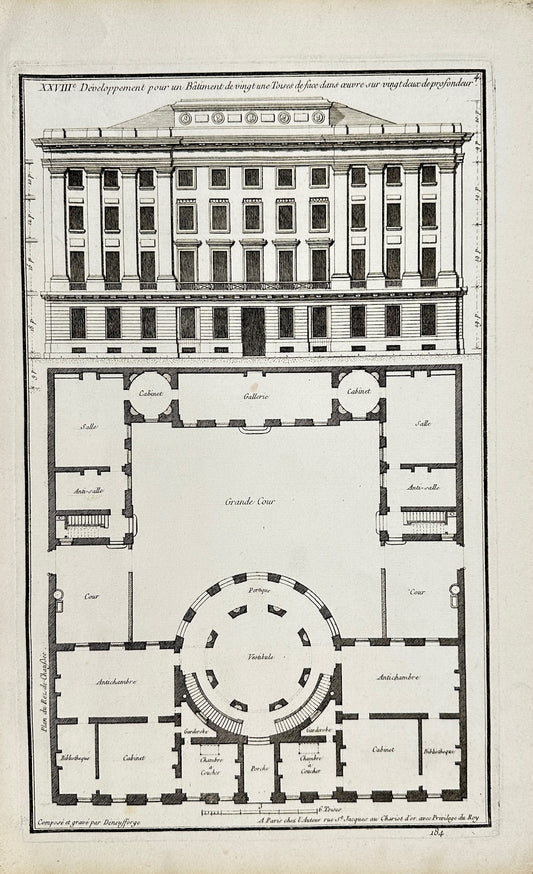 Antique Print - Jean-Francois de Neufforge - Development for a Building - F4