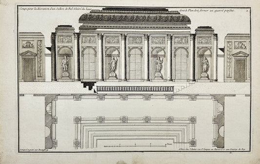 Antique Architectural Print - Jean-Francois de Neufforge - Ballroom Plan - F4