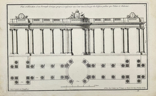 Antique Architectural Print - Plan and Facade of the Corinthian Peristyle - F4