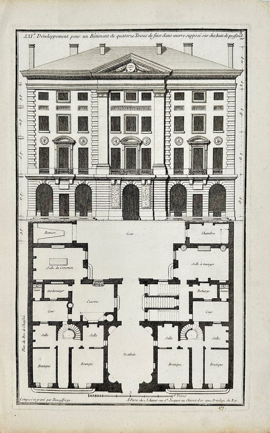 Antique Print - Jean-Francois de Neufforge - Architectural Plan - France - F4