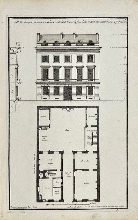 Antique Print - Jean-Francois de Neufforge - Building Development - France - F4