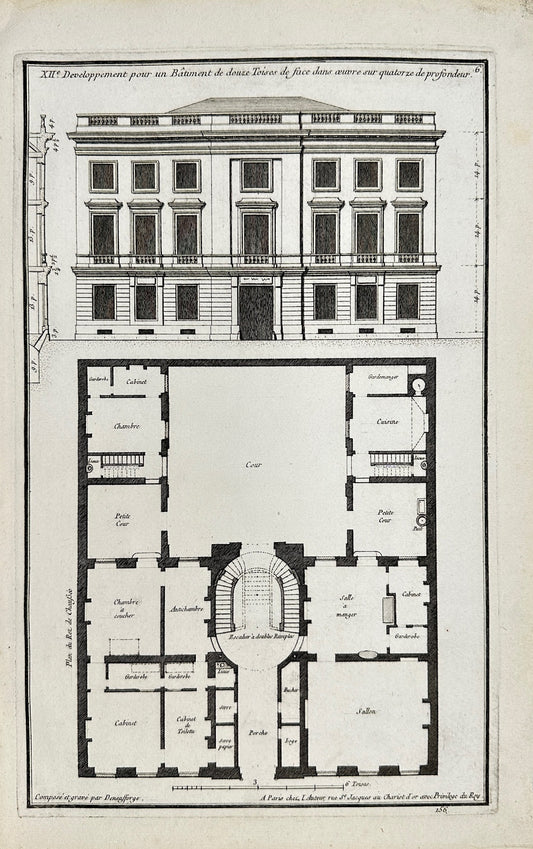 Antique Architectural Print - Development of a Twelve-tower Building - F4