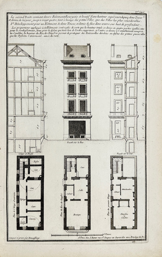 Antique Architectural Print - Development of a Construction Building - F4