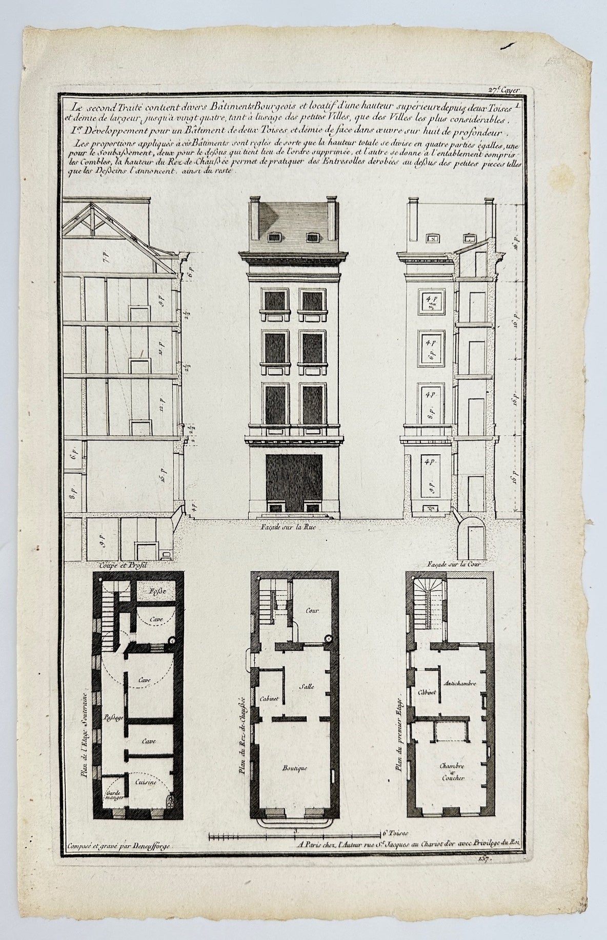 Antique Architectural Print - Development of a Construction Building - F4