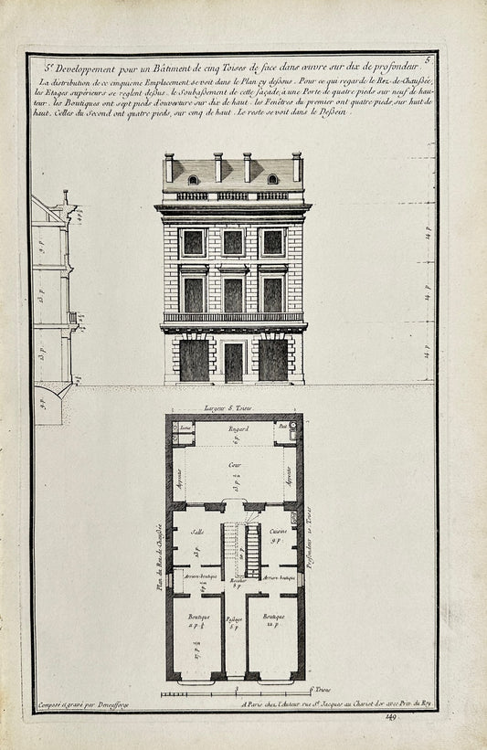 Antique Architectural Print - Neufforge - Demolition of the Building - F4