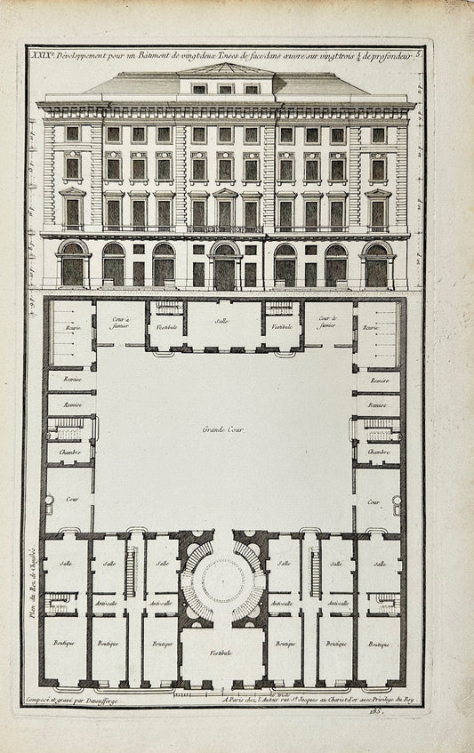 Antique Architectural Print - Development of the Twenty-Two Tors Building - F4