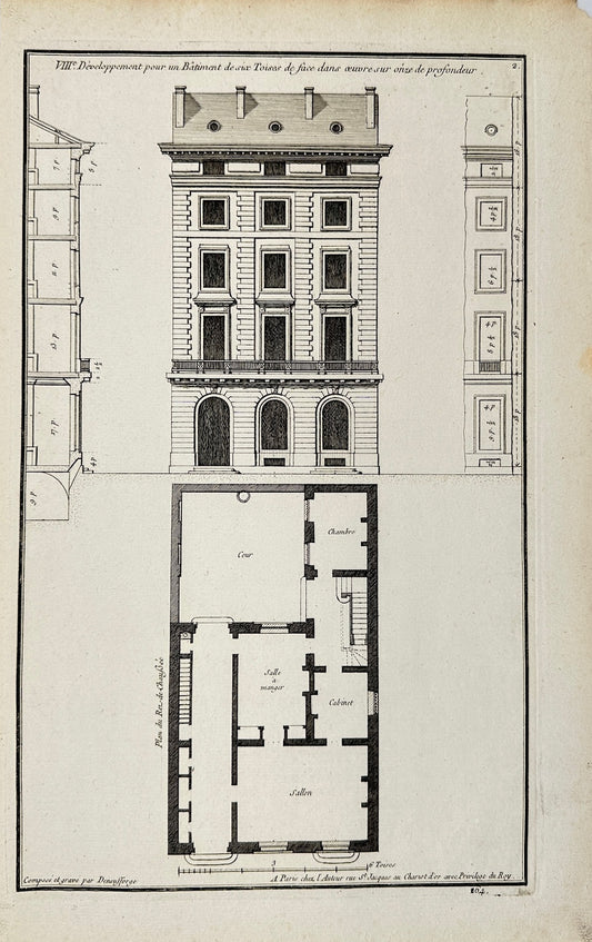 Antique Architectural Print - Development of a Building With six Facades - F4