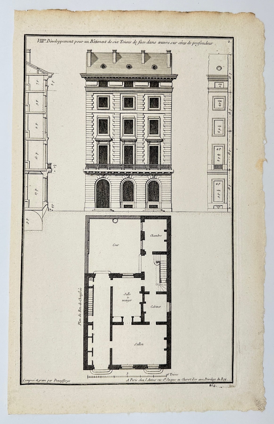 Antique Architectural Print - Development of a Building With six Facades - F4