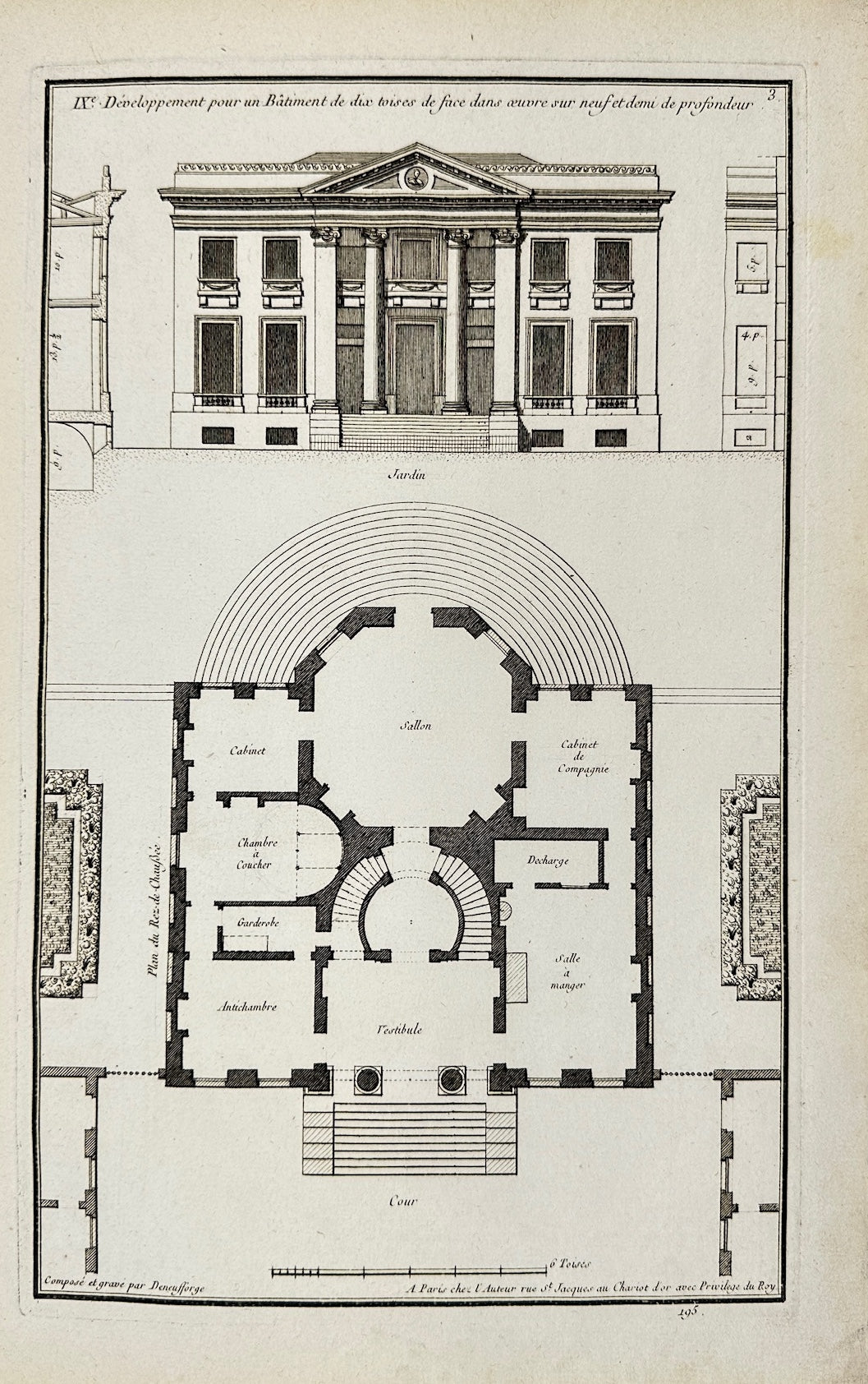 Antique Architectural Print - Development for a Building of Ten Borses - F4