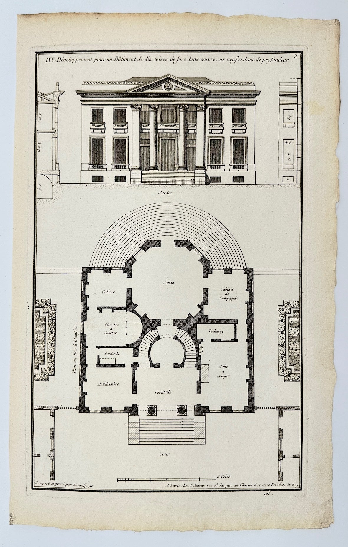 Antique Architectural Print - Development for a Building of Ten Borses - F4