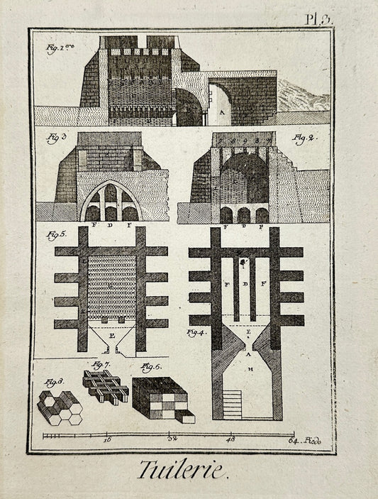 Antique Architecture Engraving - Jacques Renaud Bernard - Tileworks - C2