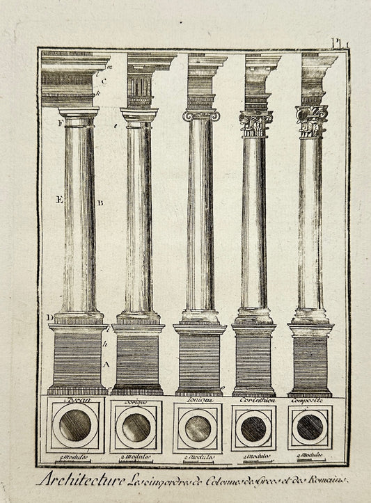 Antique Engraving - Bernard - Architecture of the Orders of Columns - C2