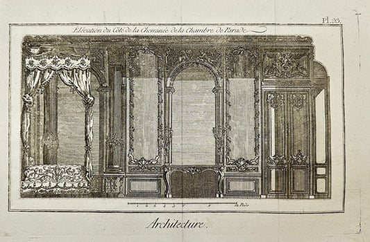 Antique Engraving - Jacques Renaud Bernard - Elevation of the Chimney Part - C2