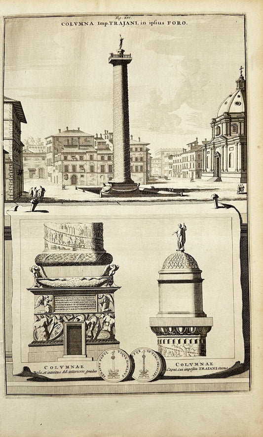 Antique Print - Jan Georee - The Column of Emperor Trajan, in his Forum - C5