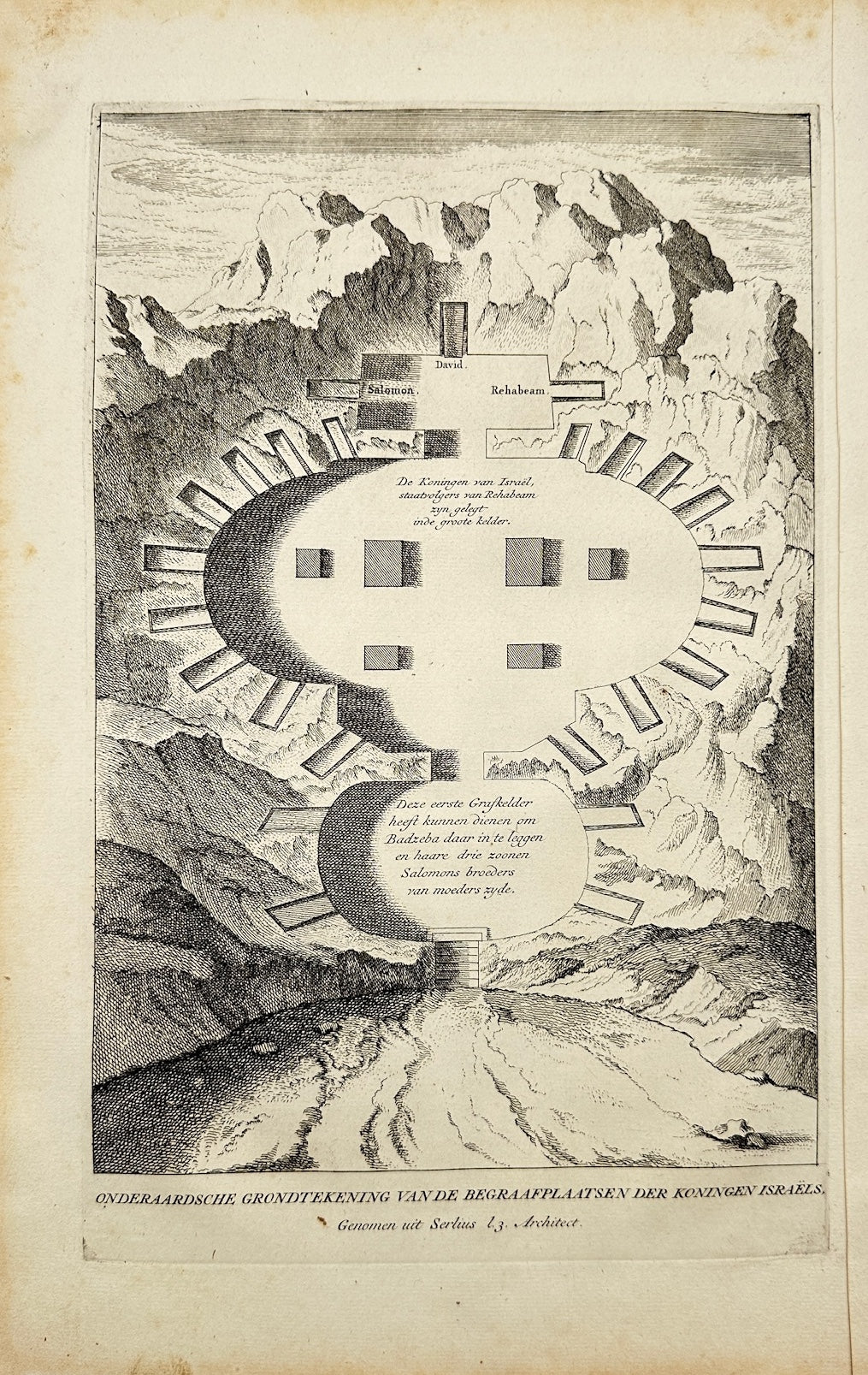 Antique Print - Calmet - Plan of the Underground Burial Places of the Kings - F5