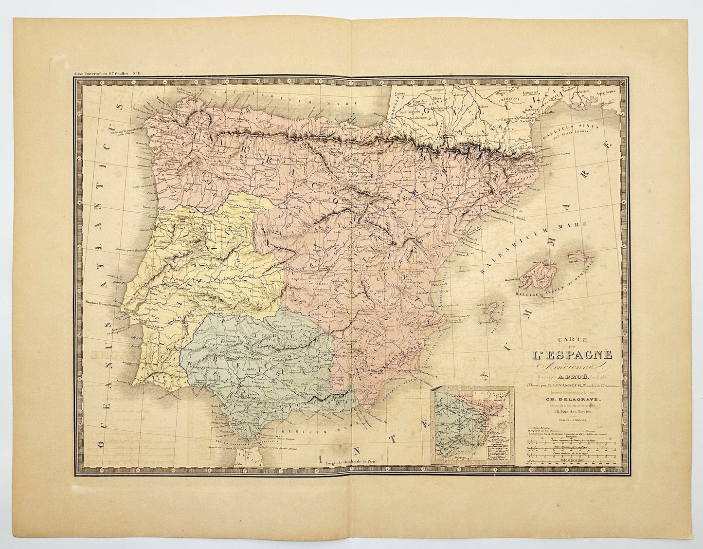 Original Antique Map - Charles Delagrave - Old Map of the Kingdom of Spain - G3