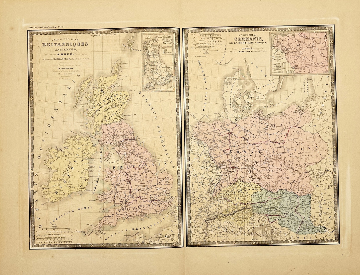 Antique Map - Charles Delagrave - Carte Des Iles Britanniques Anciennes - G3