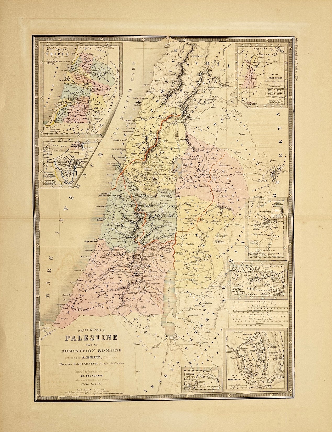 Antique Map - Charles Delagrave - Map of Palestine Under Roman Rule - G3