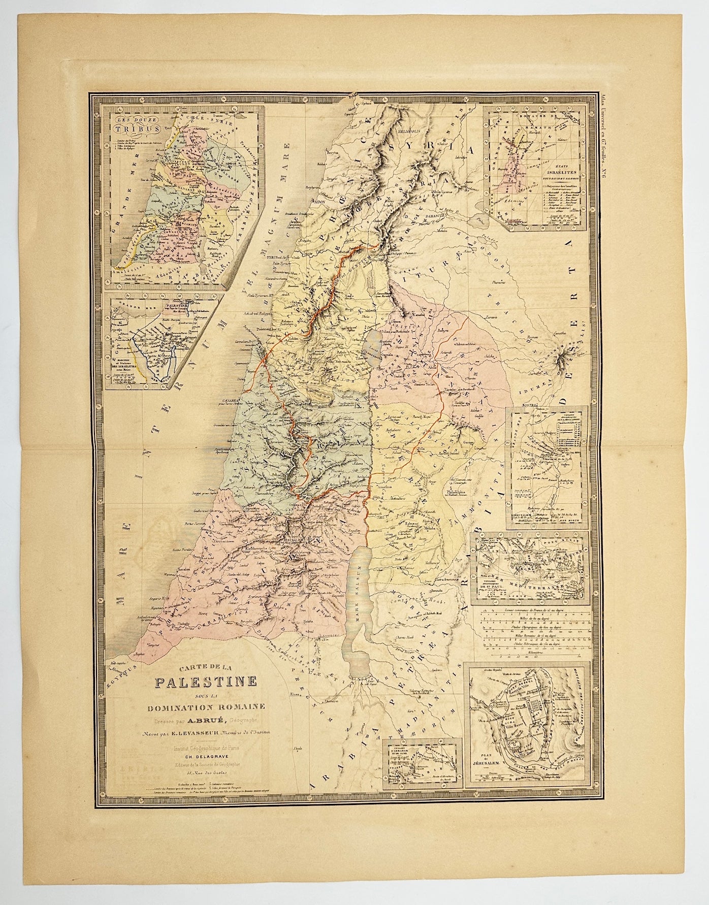 Antique Map - Charles Delagrave - Map of Palestine Under Roman Rule - G3