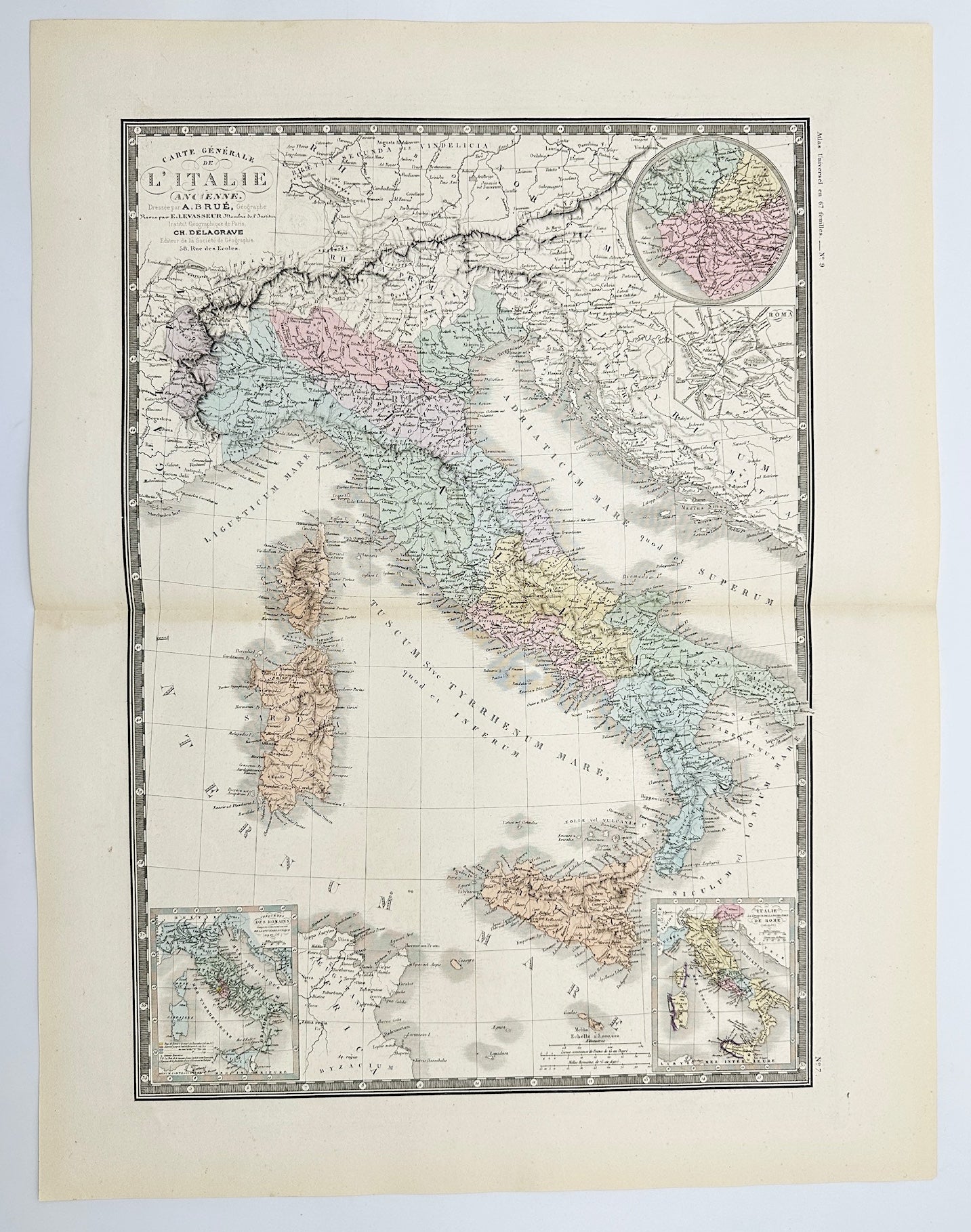 Original Antique Map - Charles Delagrave - General Map of Ancient Italy - G3