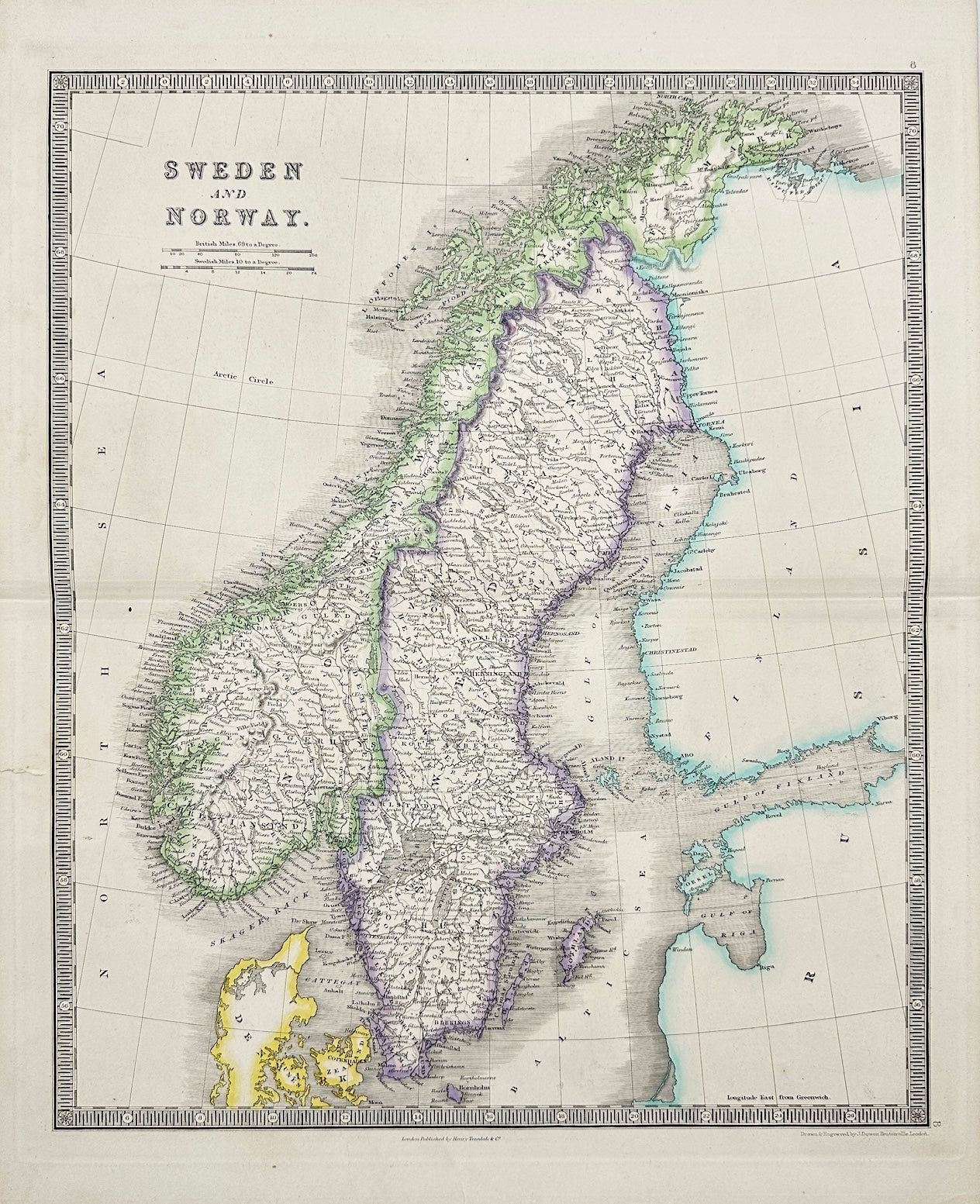 Original Antique Map - John Dower - Map of Sweden and Norway - Geography - G3