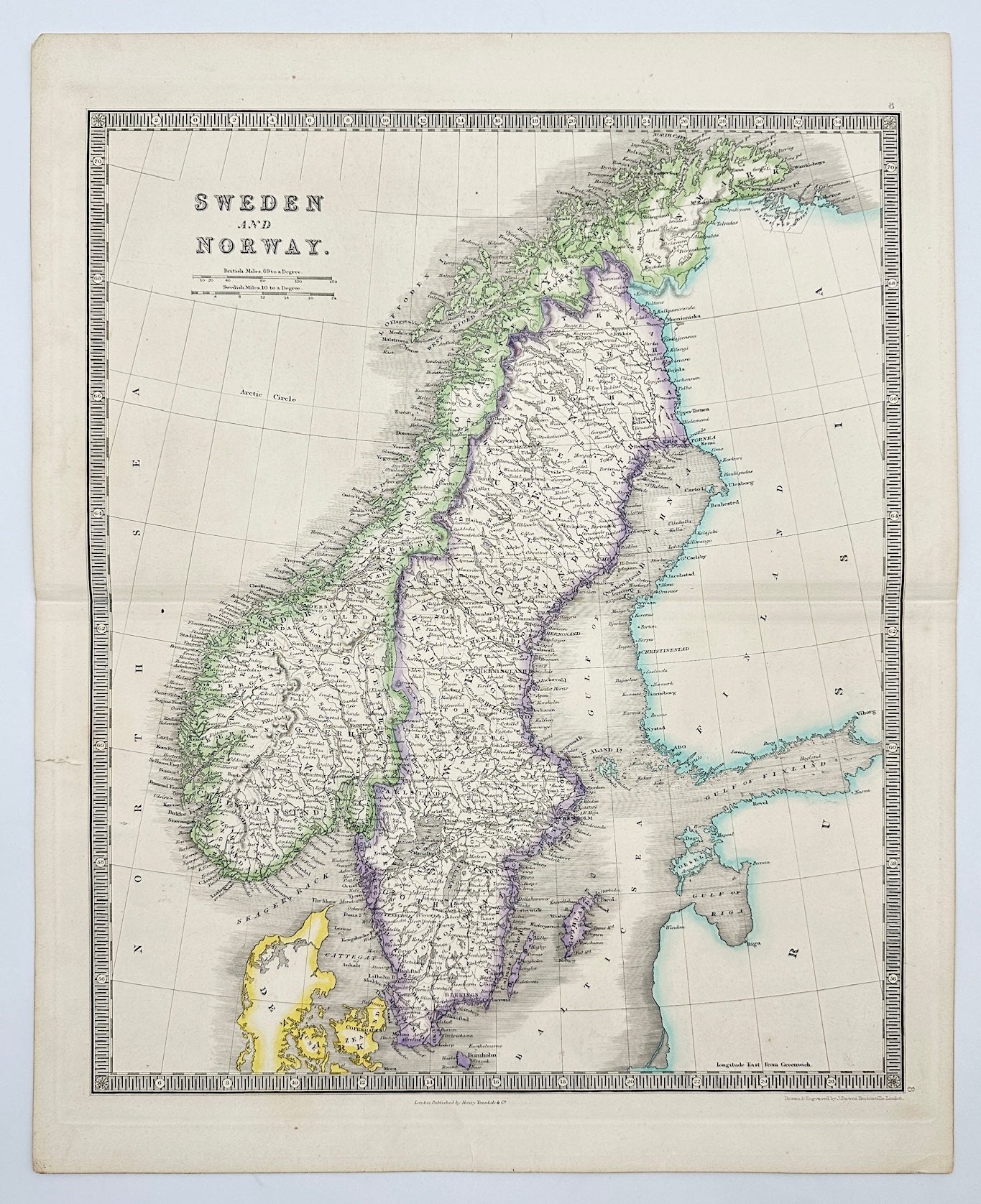 Original Antique Map - John Dower - Map of Sweden and Norway - Geography - G3