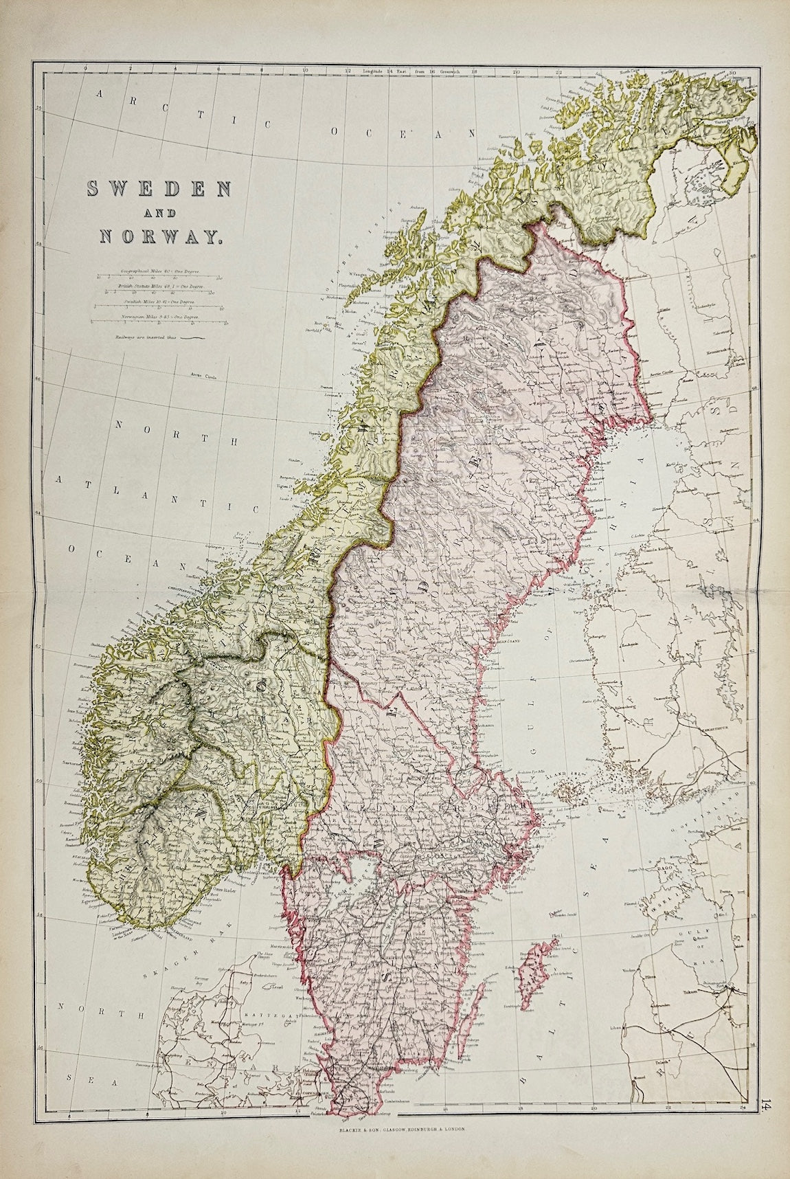 Antique Map - Walter Graham Blackie - Sweden and Norway - Blackie & Son’s - G3