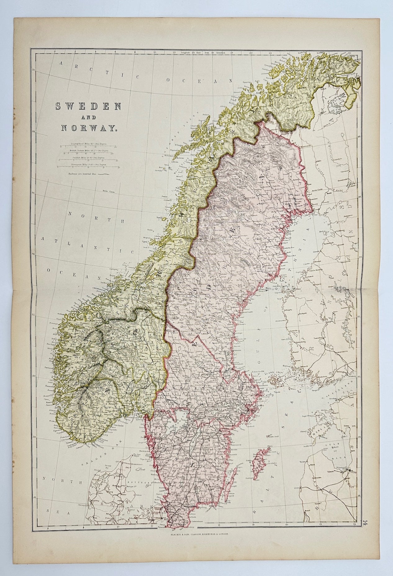 Antique Map - Walter Graham Blackie - Sweden and Norway - Blackie & Son’s - G3