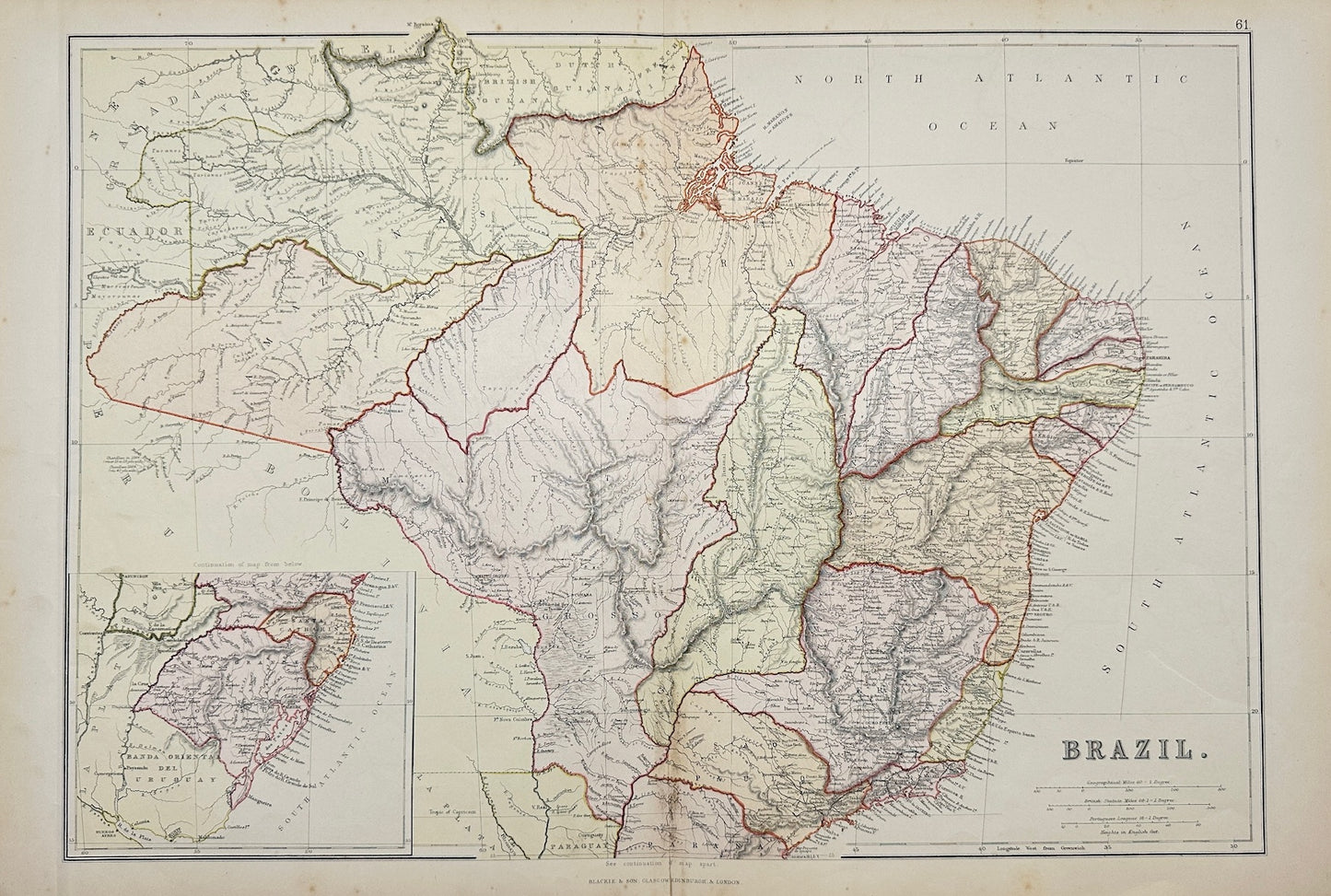 Original Antique Map - Walter Graham Blackie - Brazil - Blackie & Son’s - G3